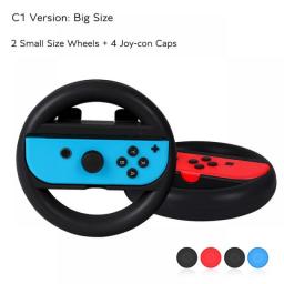 New 2 PCS Nintend Switch Gaming Racing Steering Wheel Grip Set + 4 Joycon Silicone Caps For Nintendo Switch OLED Joy Con Gamepad