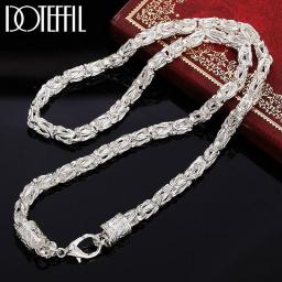 DOTEFFIL 925 Sterling Silver 20 Inch 5mm Faucet Chain Necklace For Women Man Fashion Wedding Engagement Party Charm Jewelry