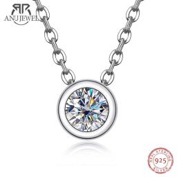 AnuJewel 4mm 0.3ct D Color Moissanite Round Brilliant Cutting 18K Gold Plated  45cm 925 Sterling Silver Necklaces  Wholesale