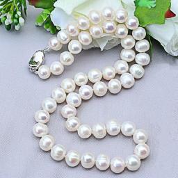 Natural Pearl Necklaces 9-10mm Freshwater Pearl Jewelry 925 Sterling Silver Necklace For Women Engagement Gift