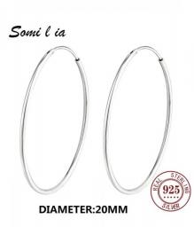 SOMILIA SOMILIA Platinum Big Hoop Earrings For Women, 925 Sterling Silver Jewelry Female Fashion Women Earrings 10-90mm For Gift