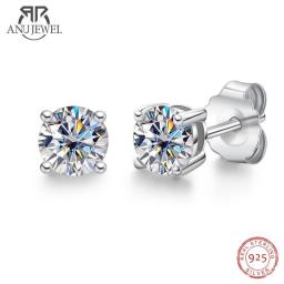AnuJewel 4mm D Color Moissanite Diamond Classic 925 Sterling Silver Stud Earring For Woman Fine Jewelry Wholesale