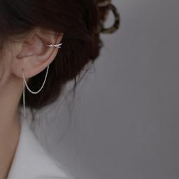 MOVESKI 925 Sterling Silver Korean Simple Ear Chain Ear Bone Clip Earrings Women Fashion Wedding Party Jewelry Gift