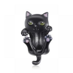 Bamoer 925 Sterling Silver Cartoon Black Cat Charm Beads Fit Orignal Bracelet & Bangle Pet Pendant DIY Making Gift Fine Jewelry