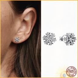 Original 925 Sterling Silver Earrings Radiant Sparkling Hearts Hoop Plata De Ley Stud Pandora Earring Women Jewelry Gift