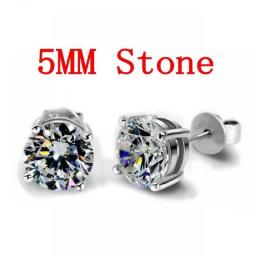 Trendy 5mm/9mm Lab Diamond Stud Earring 100Percent Real 925 Sterling Silver Jewelry Engagement Wedding Earrings For Women Men Bijou