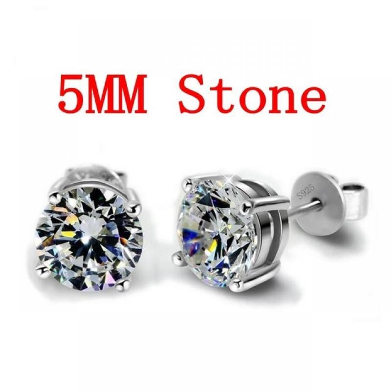 Trendy 5mm/9mm Lab Diamond Stud Earring 100% Real 925 sterling silver Jewelry Engagement Wedding Earrings for Women men Bijou