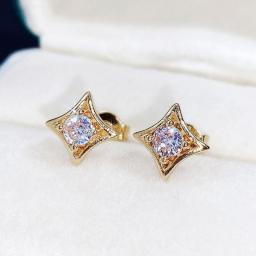 Women's  18 K Gold Earrings Exquisite Square CZ Pendant Earrings Female Personality Wild Jewelry Aretes De Mujer Women Jewelry
