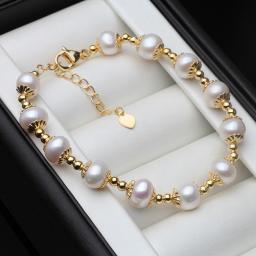 100Percent Real Freshwater Round Pearl Bracelet For Women Natural Pearl Bracelet Jewelry Girl Daughter Birthday Gift
