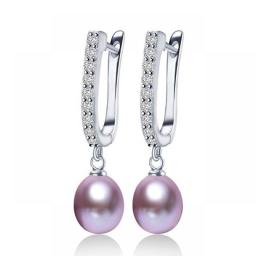 2022 Women Freshwater Pearl Earrings Zircon Fashion 925 Sterling Silver Drop Earring White Real Pearl Wedding Jewelry With Box