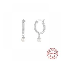 CANNER Pearl Pendant Earrings For Women 925 Sterling Silver Piercing Earrings Hoops 2022 Pendientes Plata Lovely Wedding Jewelry
