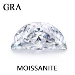 Jewellers Loose Moissanite Half Moon Shaped 5x7mm 1ct Gemstones D Color White VVS1 Clarity High Quality Set Diamonds