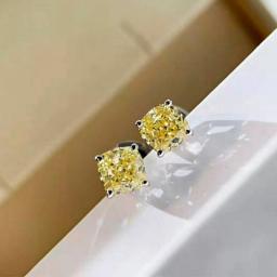 Wong Rain 925 Sterling Silver 6.5MM Crushed Ice Cut Simulated Moissanite Gemstone Wedding Gift Studs Earrings For Women Jewelry