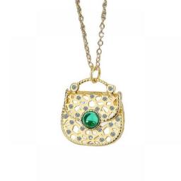 DIWENFU 14K Gold Color Necklace Bag Shape Pendant For Women Fine Genuine 14 K Gold Bizuteria Gemstone Collares Mujer Pendant Box