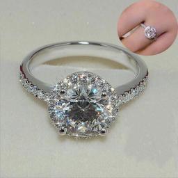DIWENFU Natural AAA Carat Moissanite Gemstone 14 K White Gold Ring For Women Round 925 Jewelry Wedding Ring Box Females