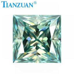 Blue Color Square Shape Moissanite Princess Cut Loose Gems Stone For Jewelry Making