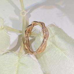 Real 18K Rose Gold Wedding Bands Ring Females Fine Anillos De Engagement Diamond Jewelry CN(Origin) Gemstone Bizuteria Women