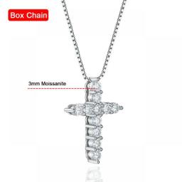Serenty Day Real D Color 3mm 4mm 5mm Full Moissanite Cross Necklace For Women 100Percent S925 Sterling Silver Jesus Chain Fine Jewelry