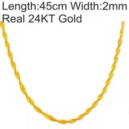 OMHXFC Wholesale European Woman Gift Long 45cm Wide 2mm Wave Real 18KT 24KT 999 Gold Snake Chain Wave Necklace NL83