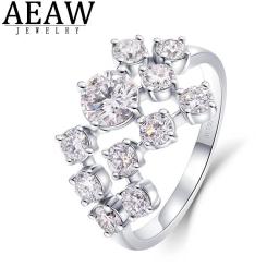 1.5ctw 5mm Round Excellent DE Color Moissanite Engagement Ring Solid Real 18k White Gold For Women Test Positive