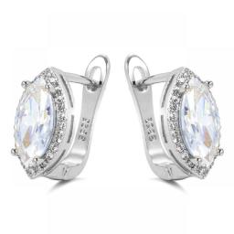 Kinel Luxury Simple Natural Zircon Stud Earrings For Women Fashion 925 Silver Bridal Wedding Earrings OL Crystal Jewelry Gifts
