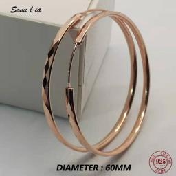 Somilia - Rose Gold Women's Round Earring, New Collection 100Percent 925 Sterling Silver Big Hoop Earrings Fashion Women Jewelry