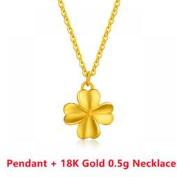 VITICEN Real Gold 999 Pure Gold Lucky Clover Pendant 24k Gold Classic Fashion Clover Necklace Valentine's Day Gift Fine Jewelry