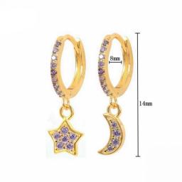 925 Sterling Silver Needle Purple Zircon Crystal Hoop Earring Small Exquisite Piercing Earring 2022 Fashion High-Quality Jewelry