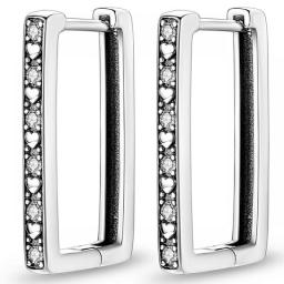 Silver Earrings Real 925 Sterling Silver Big Heart CZ Zircon Round Hoop Earrings For Women Fashion Silver Earring Female Gift