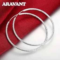 100Percent 925 Sterling Silver Hoop Earring For Women 35/50/60MM Big Round Circle Earrings Jewelry Gift