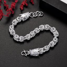 Noble 925 Sterling Silver Exquisite Dragon Head Bracelets For Man Women Fashion Designer Jewelry Wedding Party Holiday Gifts