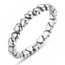 Bamoer 925 Sterling Silver Forever Love Heart Finger Ring Original Jewelry Gift Stackable Bague Korean Jewelry PA7108