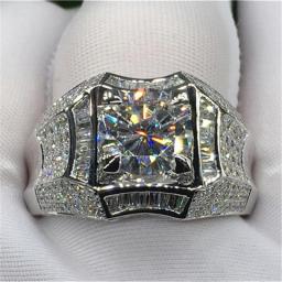 14K Gold 3 Carats Diamond Ring For Men Rock 14k Gold Jewelry Anillo Esmaltado Silver 925 Jewelry Bague Diamant Bizuteria Rings