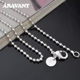 925 Silver 2MM Bead Chain Necklace For Women Fashion Jewelry Gifts