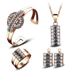 Prett Lovely Original Crystal Lady Pendant Necklace Earring Ring Bracelet Set Suit Women's Wedding Charming New-jewelry