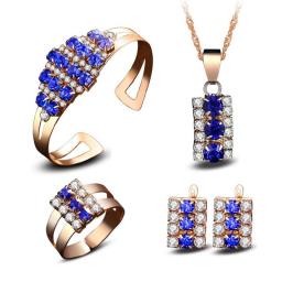 Elegant OL White Shiny Crystal Rhinestone AAA High-quality Jewelry Pendant Necklace Earring Ring Bracelet Set Suitnoble Lady's