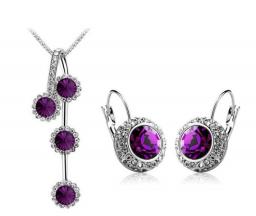 Wedding Crystal New Fashion Sets  Moon River Crystal Pendant Necklace + Earring Brincos Jewelrynoble Lady's