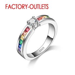 925 Sterling Silver Ring Fashion Jewelry Colourful Cubic Zirconia Tension Setting Women Girls Party Engagement Wholesale