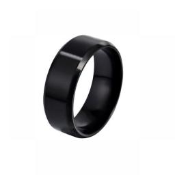 Stainless Steel Black Charms Rings Men Wedding Ring Engagement Ring 8mm Simple Men Ring Smooth Fashion Jewelry