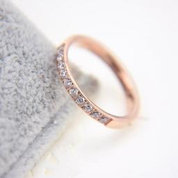 KNOCK Top Quality Concise Zircon Wedding Stainless Steel Material Rose Gold Steel Color Ring Never Fade  Jewelry