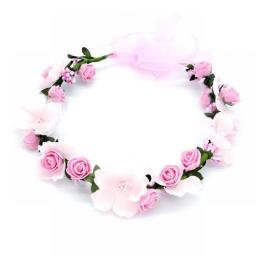 New High Quality Spring Bohemian Pearl Crowns Beach Hawaii Floral Garland Romantic Faux Rose Wedding Wreaths Flower Headband