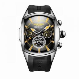 Reef Tiger/RT Top Brand Luxury Big Watch For Men Blue Dial Mechanical Tourbillon Sport Watches Relogio Masculino RGA3069