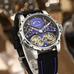 JINLERY New Double Tourbillon Watch For Men Mechanical Men Watch Wristwatch Luxury Watch Men Waterproof Clock Relogio Masculino