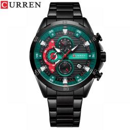 CURREN Men's Fashion Waterproof Sport Quartz Chronograph Wristwatch Luxury Stainless Steel Clock With Luminous Relogio Masculino