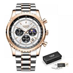 New LIGE Fashion Men Watch Stainless Steel Top Brand Luxury Sport Chronograph Quartz Wrist Watches For Men Relogio Masculino+Box