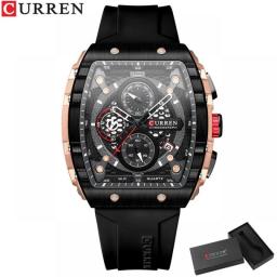 CURREN Top Brand Men's Watches Luxury Square Quartz Wristwatch  Waterproof Luminous Chronograph Watch For Men Date Clock