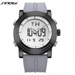 SINOBI Sports Watches Men Dual Display Analog Digital LED Electronic Quartz Wristwatches Men Multifunctional Waterproof Watch