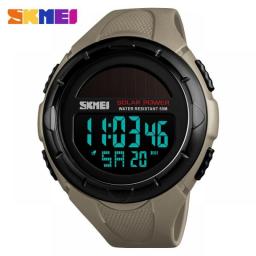 SKMEI 1405 Sport Digital Mens Wristwatches Solar For Power Enviormentally Alarm Male Clock Reloj Hombre Men Luminous Watches