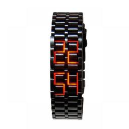 Fashion Black Full Metal Digital Lava Wrist Watch Men Red/Blue LED Display Men's Watches Gifts For Male Boy Sport Creative Clock
