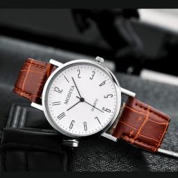 Men's Business Wrist Watch Luxury Leather Strap Analog Watches Ultra Thin Quartz Wristwatch Clock Men Women Casual Simple Watch